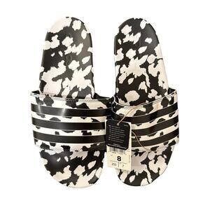 NEW Adidas Adilette Comfort Women's Slides Black White GW8231 Size 8